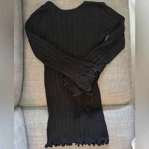 black ribbed low-back coverup dress